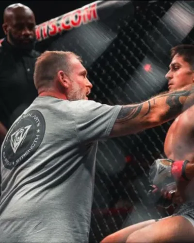 Matt Bryers in a fighter's corner at the cage