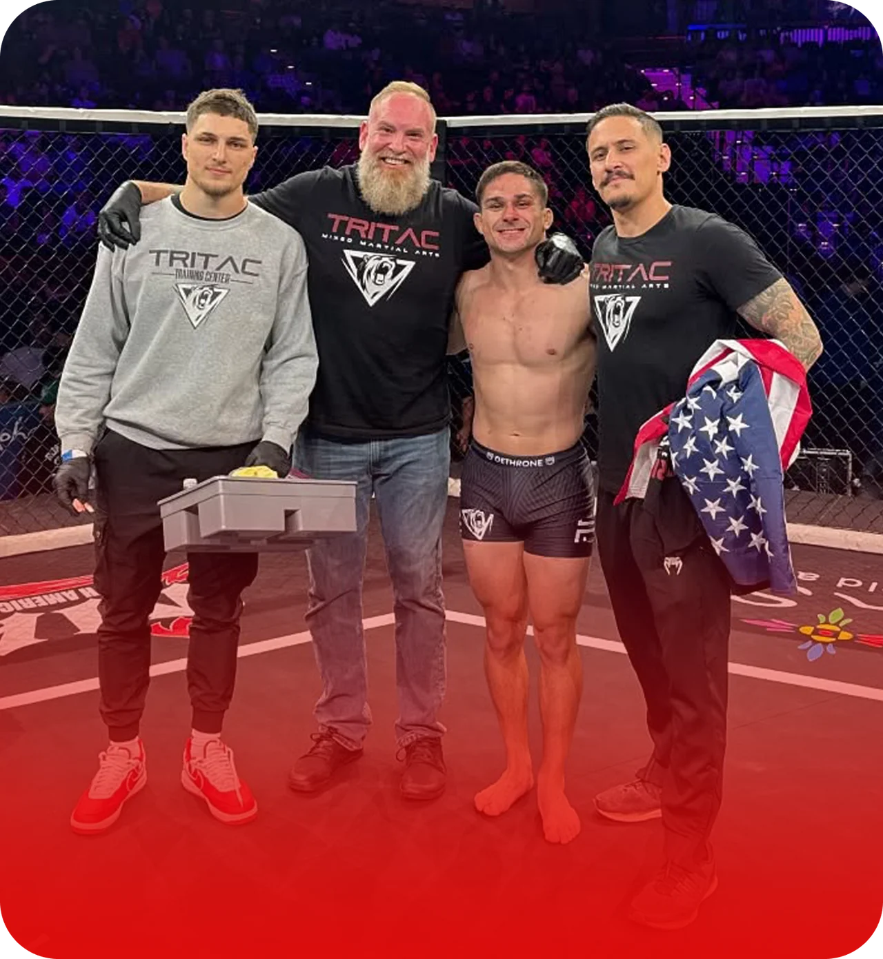 The TRITAC team together at the cage