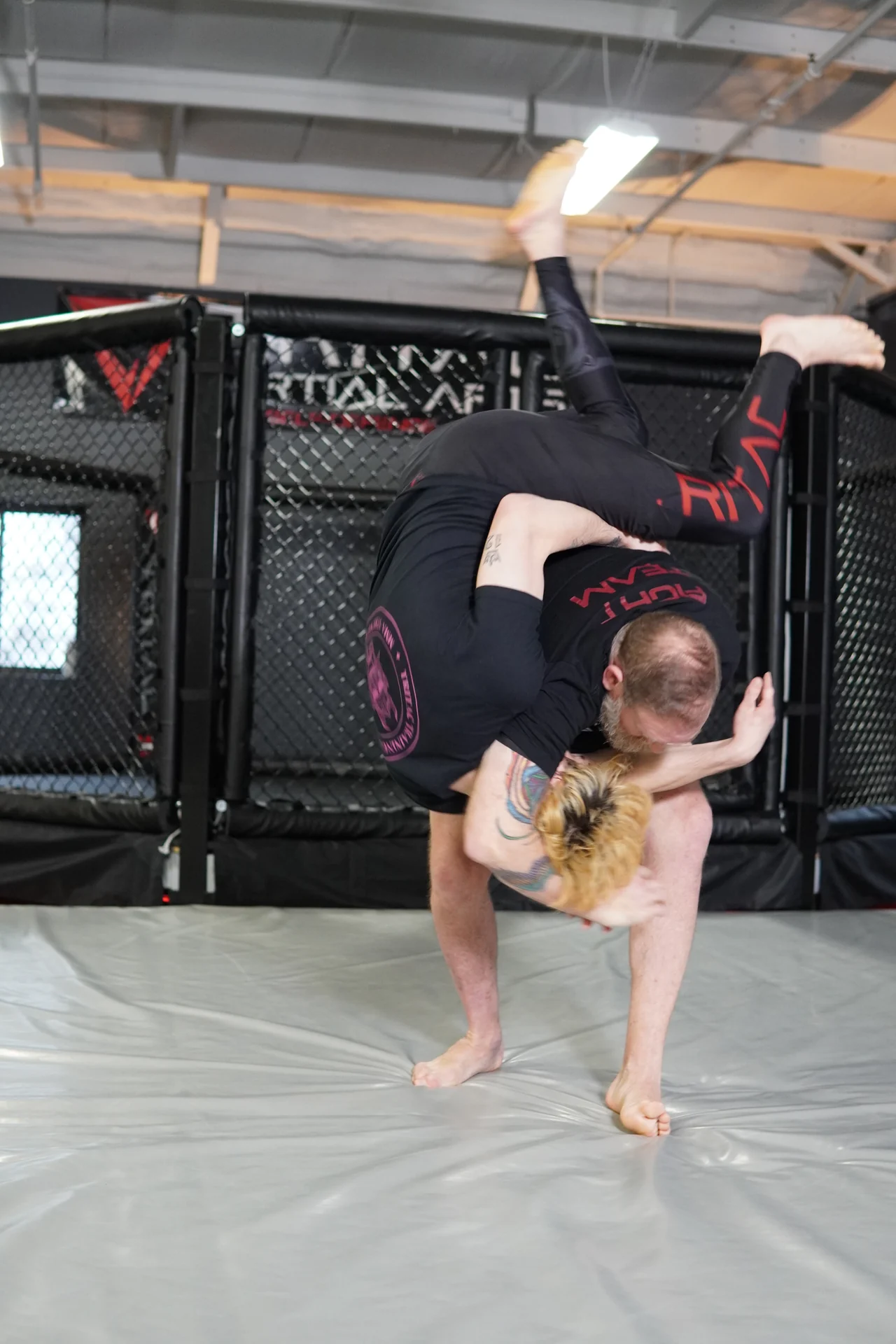 A partner takedown demonstration